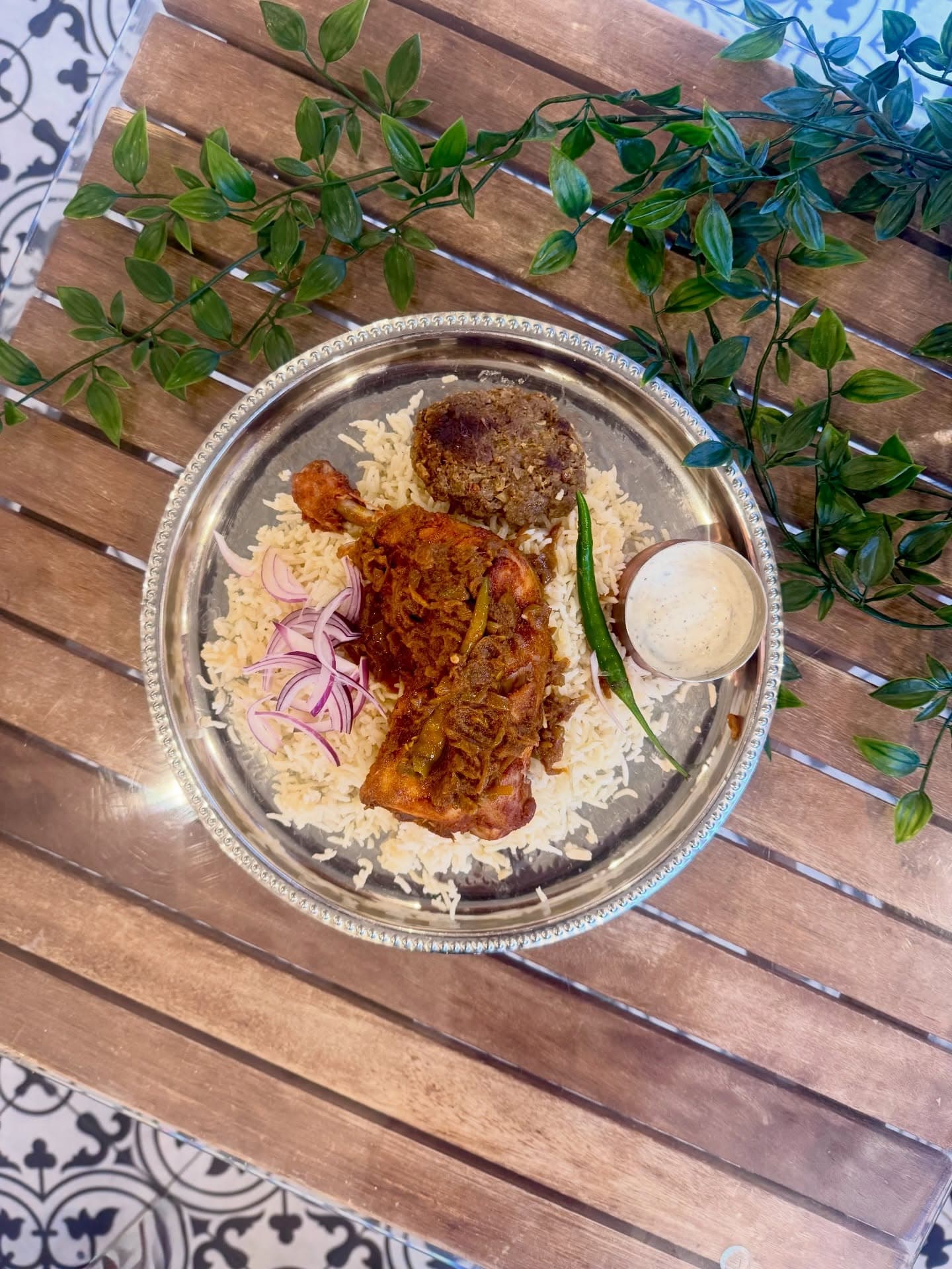 Chicken curry with pulao rice